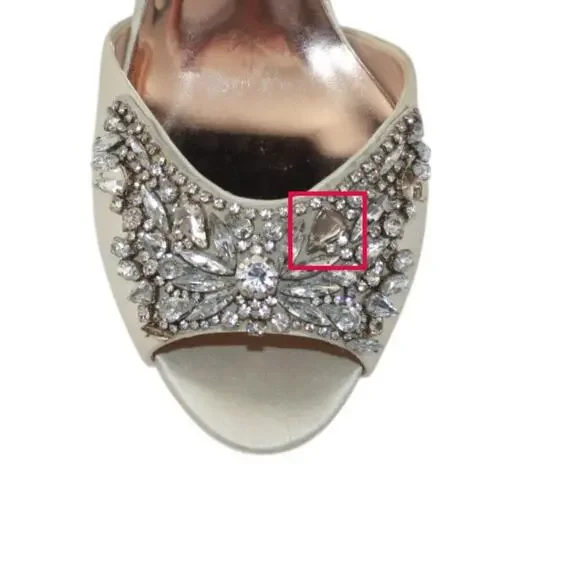 Badgley Mischka Satin and Rhinestone Heels Size 10 - Picture 11 of 11